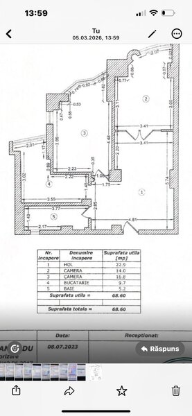 Unirii Tribunal  2 camere 69 mp   ideal cabinet avocat / birou